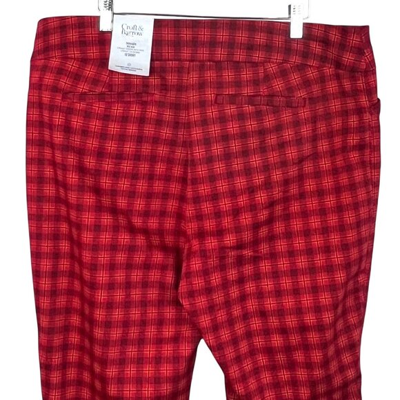 Croft & Barrow Womens Red Plaid Straight-Leg Mid Rise Stretch Pants 18 Short NWT - Picture 9 of 15